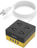 SUPERDANNY 4 Outlets & 4 USBs, Power Strip Surge Protector 5 Ft Extension Cord