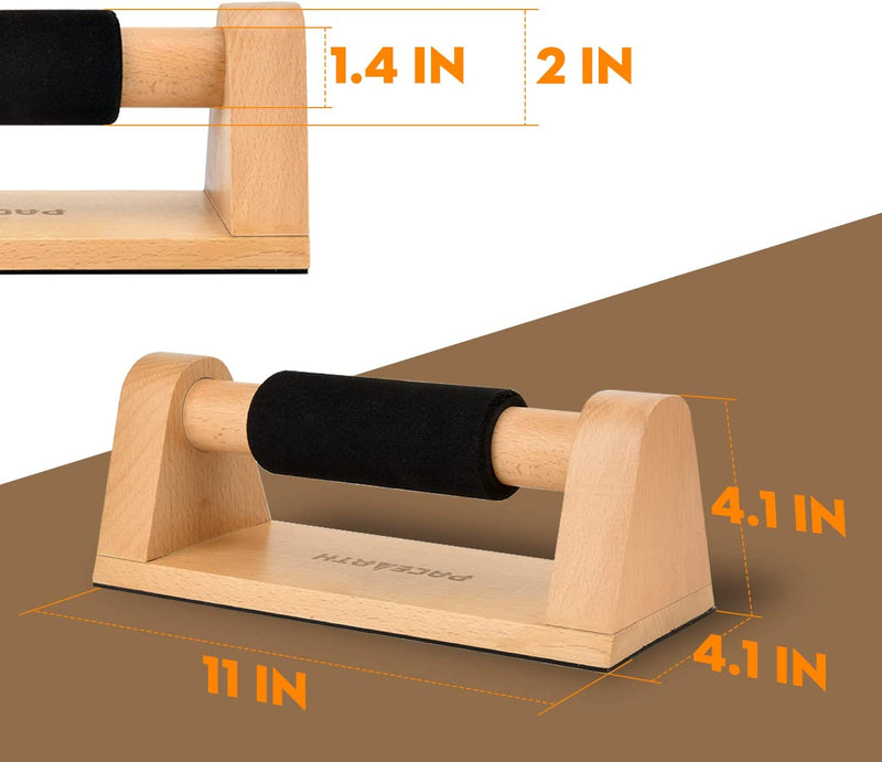 PACEARTH Wood Push Up Bars with Full Non-Slip Baseplate
