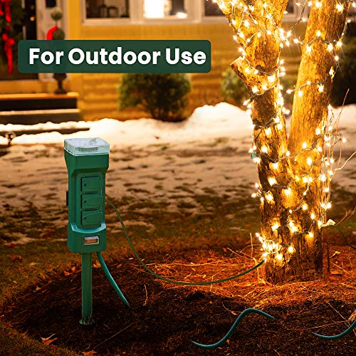 SUPERDANNY Outdoor Power Stake Timer with 10ft Extension Cord & 6 AC Outlets