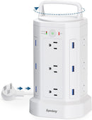 SUPERDANNY 12 AC Outlets Power Strip Tower Cord Retracting