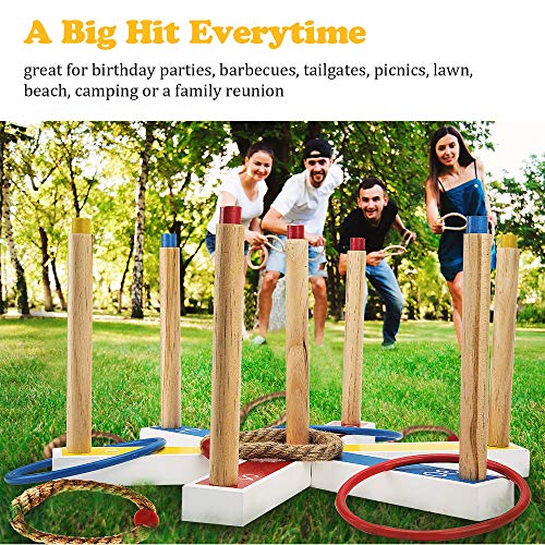 PACEARTH Ring Toss Game, Ring Toss Outdoor Game-7 Pegs and Carry Bag Included