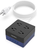 SUPERDANNY 4 Outlets & 4 USBs, Power Strip Surge Protector 5 Ft Extension Cord