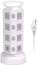 JACKYLED Power Strip Tower 14 Outlet Plugs with 4 USB Slot 3000W