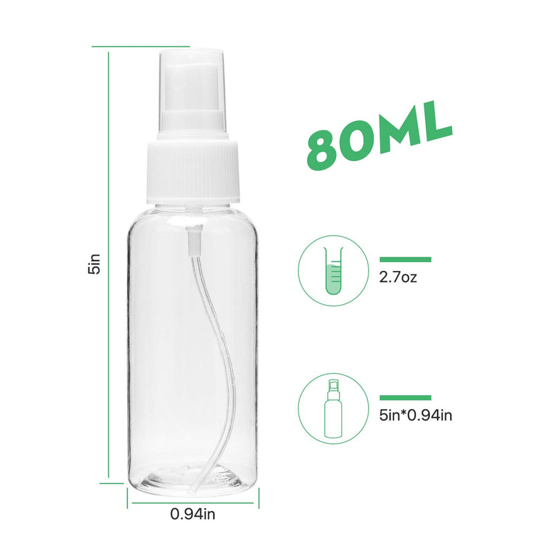 ULG Clear Spray Bottles, ( 2.7oz/80ml ) Small Fine Mist Spray Bottle