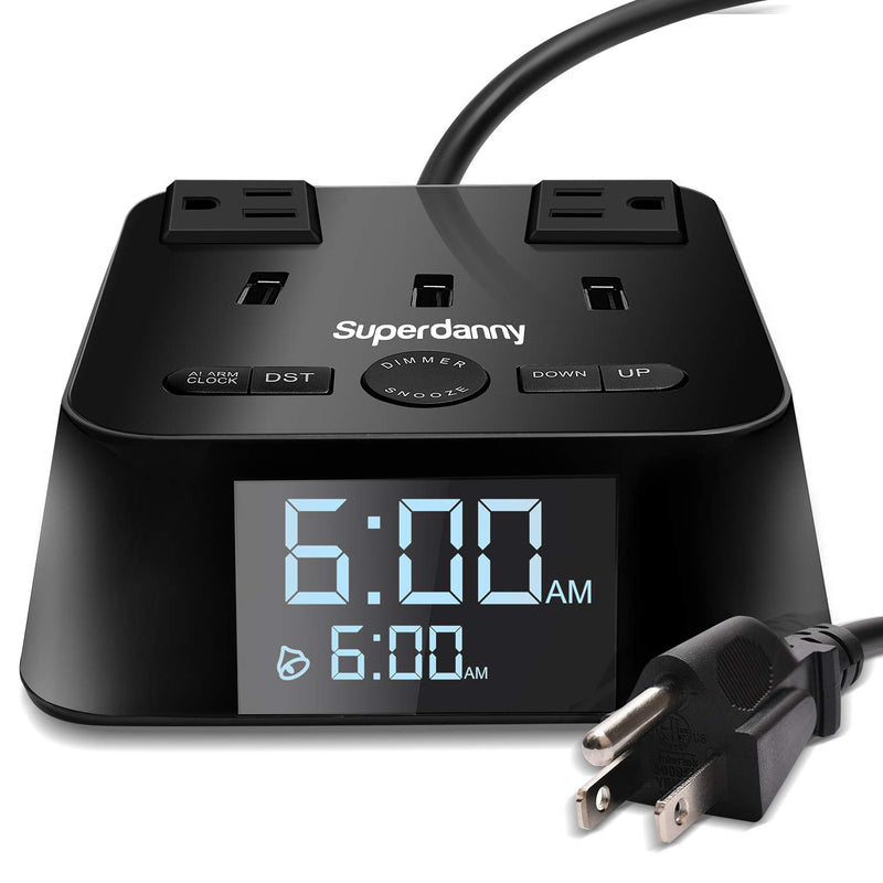 Digital Alarm Clock with USB Charger, SUPERDANNY