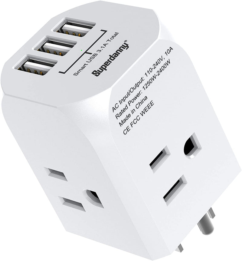 Multi-Plug Outlet Extender, SUPERDANNY Power Adapter