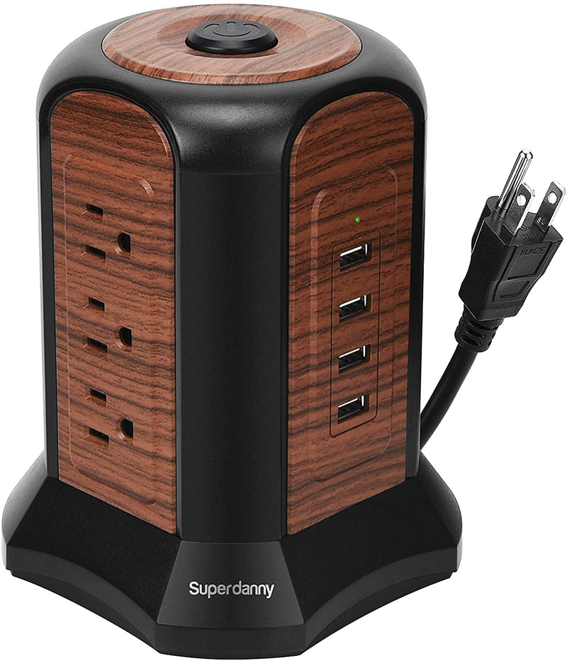 9.8ft Power Strip Tower Surge Protector Extension Cord SUPERDANNY