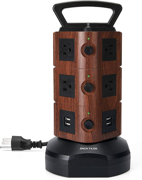 Power Strip Surge Protector Tower JACKYLED 10 AC Outlets 4 USB Ports