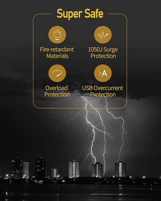 SUPERDANNY 6.5ft Power Strip Tower with 15W Magnet Connecting Wireless Charger, 1050J Surge Protector Tower