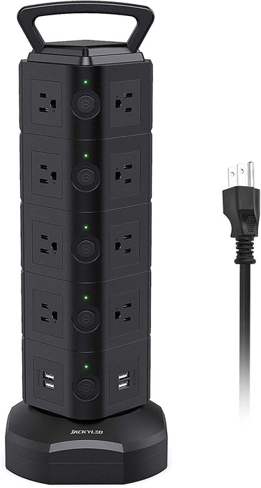 Power Strip Tower JACKYLED  3000W 13A 18 AC Outlets 4 USB Ports