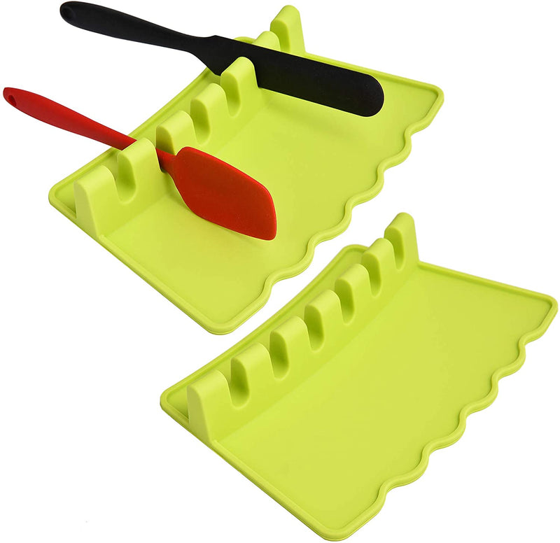 ULG 2PCS Silicone Utensil Rest with Drip Pad 6 Slots Heat