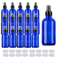 ULG 4oz Glass Spray Bottles Fine Mist Sprayers 16 Piece Amber/Blue/Clear