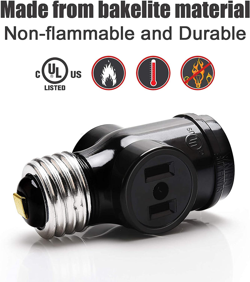 UL-listed 2 Outlet Light Socket Adapter JACKYLED