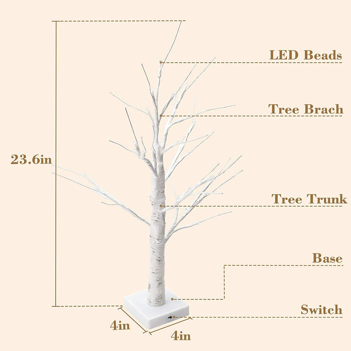 Set of 2 2FT 28 LED Birch Tree Light JACKYLED, Halloween Decorations