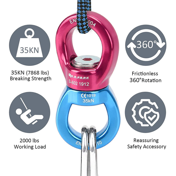 PACEARTH Swing Swivel 35KN Breaking Strength 360° Rotator