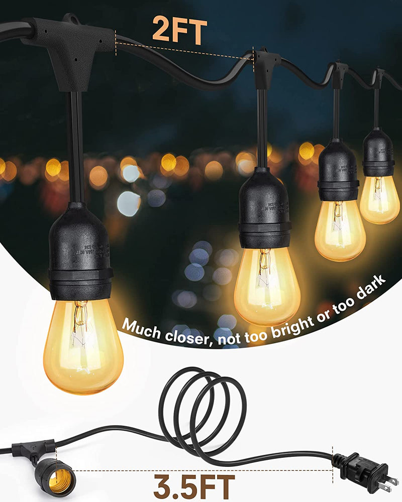 52FT UL Approval Outdoor String Lights SUPERDANNY, 24 Sockets 30 Bulbs