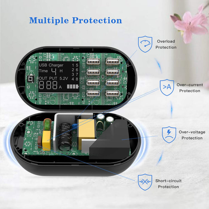SUPERDANNY Multiple USB Charging Station with Timer and Current Display-Black