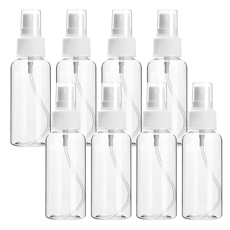 NEW 8 Pack Clear Travel Mini Spray Fine Mist Plastic Bottles 0.7 oz. US