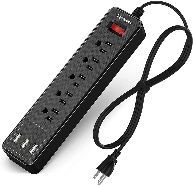 4.5ft 5 Outlets 3 USB Ports Power Strip, SUPERDANNY Surge Protector Extension Cord