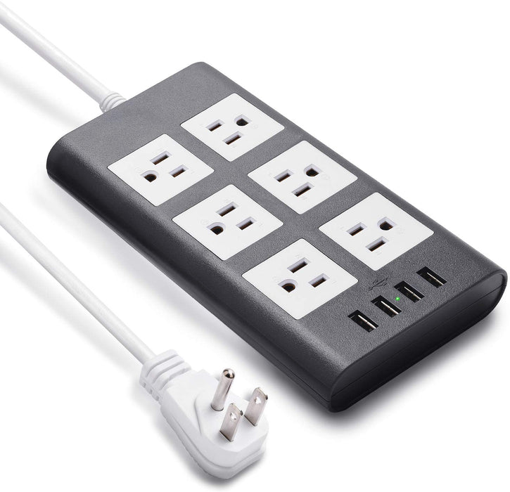 SUPERDANNY 10ft 14AWG 15A 2.4A USB Power Strip Surge Protector