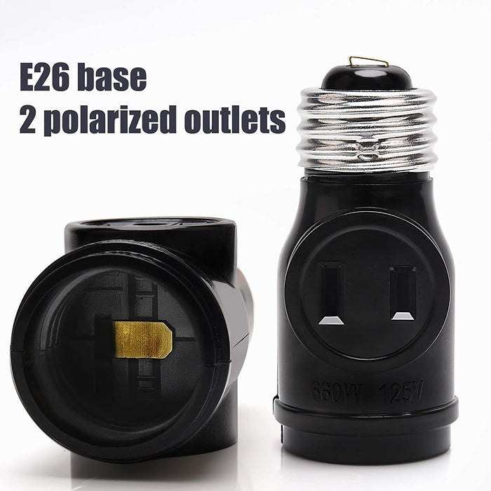 UL-listed 2 Outlet Light Socket Adapter JACKYLED