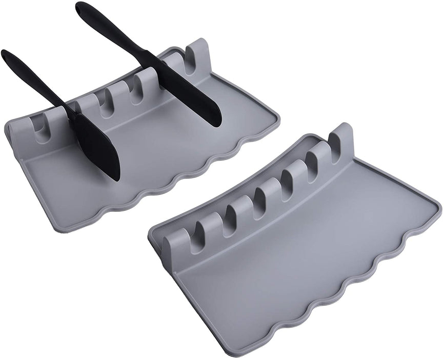 ULG 2PCS Silicone Utensil Rest with Drip Pad 6 Slots Heat