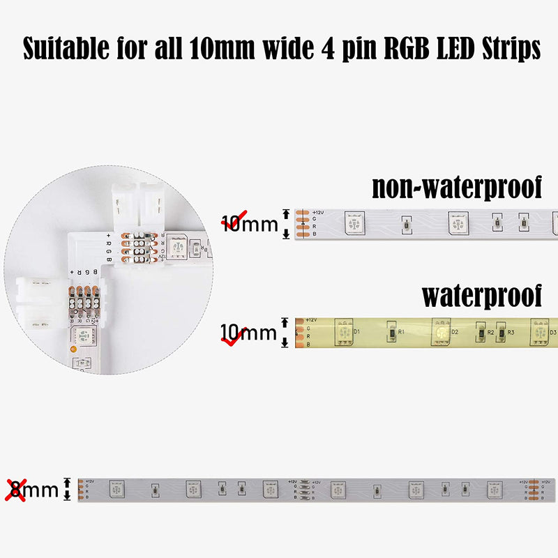 L Shape 4-Pin LED Connectors 10-Pack JACKYLED