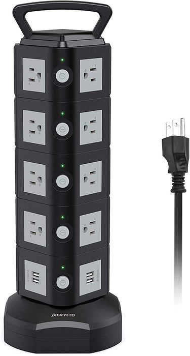 Power Strip Tower JACKYLED  3000W 13A 18 AC Outlets 4 USB Ports