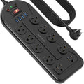 JACKYLED 10 AC Outlets Power Strip with 45° Angle Flat Plug, 9.8 Ft
