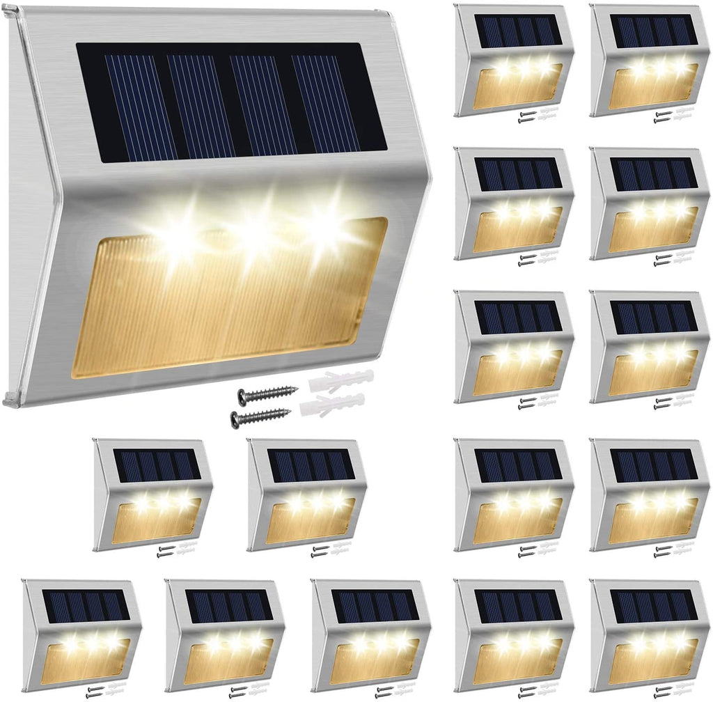 LED Solar Deck Lights 16-Pack JACKYLED Solar Step Lights, Outdoor Step  Lights, Solar Deck Lights