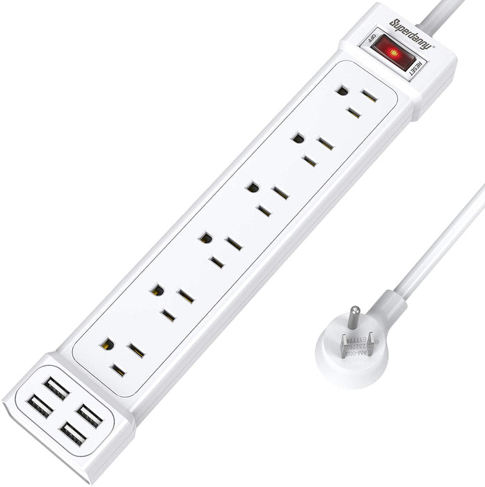 SUPERDANNY USB Surge Protector Power Strip  6 Outlet 4 USB Port