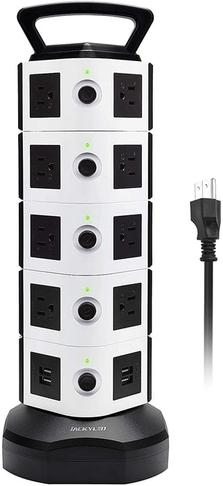 Power Strip Tower JACKYLED  3000W 13A 18 AC Outlets 4 USB Ports