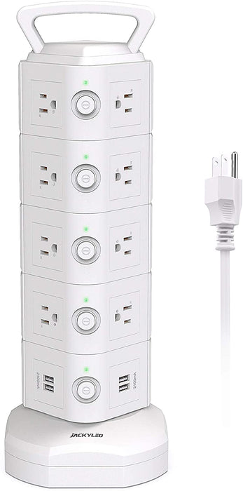 Power Strip Tower JACKYLED  3000W 13A 18 AC Outlets 4 USB Ports