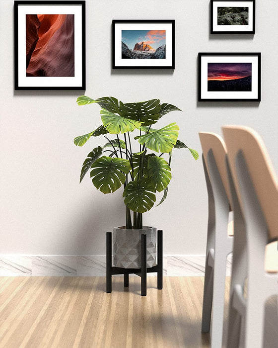 ULG  10 Inch Plant Stand Mid Century Wood Flower Planter Holder Stand (Plant Pot Not Included)