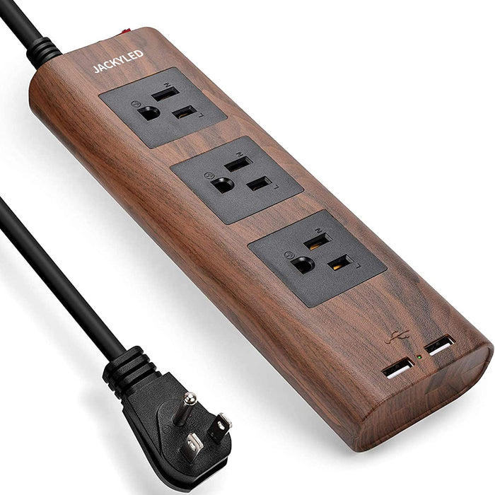 JACKYLED Power Strip Surge Protector with USB Flat Plug 9.8ft Extension Long Cord