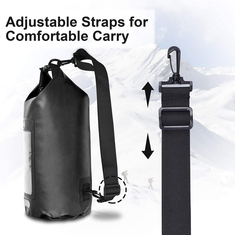 Waterproof Backpack Sack Roll-Top Closure Dry Bag, Dark Gray