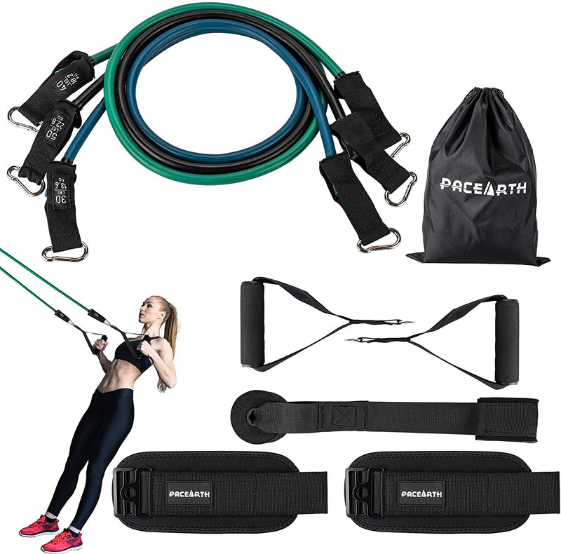PACEARTH Resistance Bands Set with Larger Handles, Stackable Exercise Bands