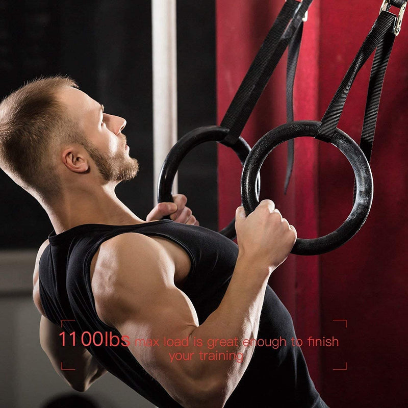 PACEARTH Gymnastic Rings 1100lbs Capacity with 14.76ft Adjustable Buckle Straps