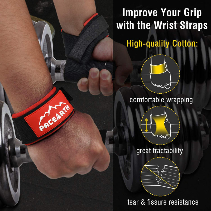 PACEARTH Cotton Lifting Wrist Straps (Pair)
