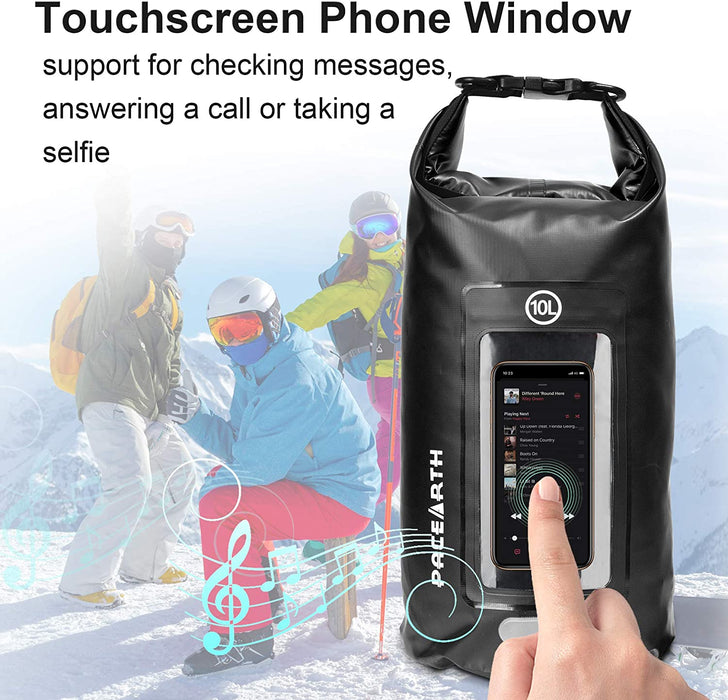 PACEARTH Double-layer Waterproof Dry Bag with Phone Window Case - Touchscreen Cover, Roll Top Dry Compression Sack with Reflective Strip