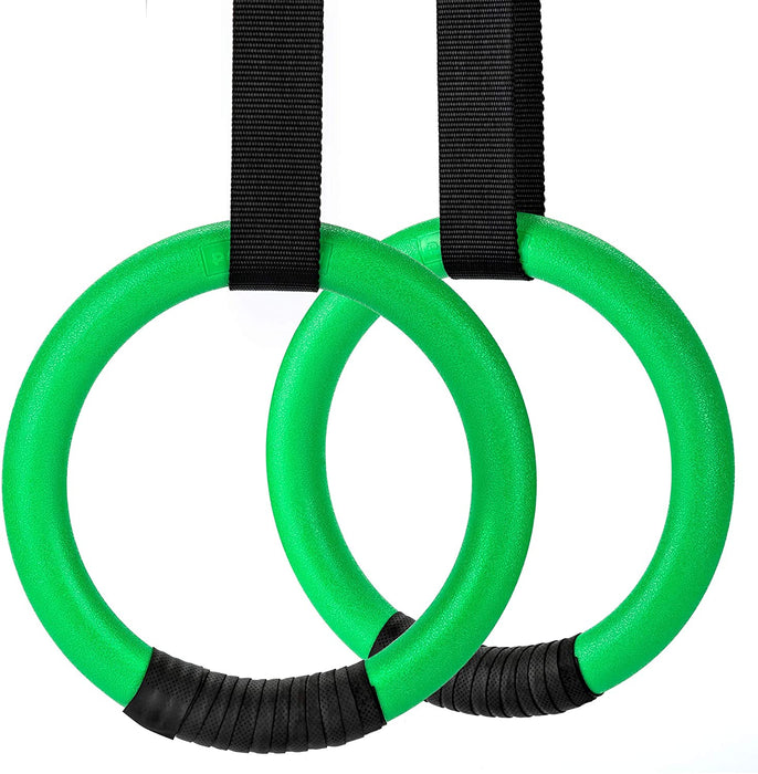 PACEARTH Gymnastic Rings 1100lbs Capacity with 14.76ft Adjustable Buckle Straps