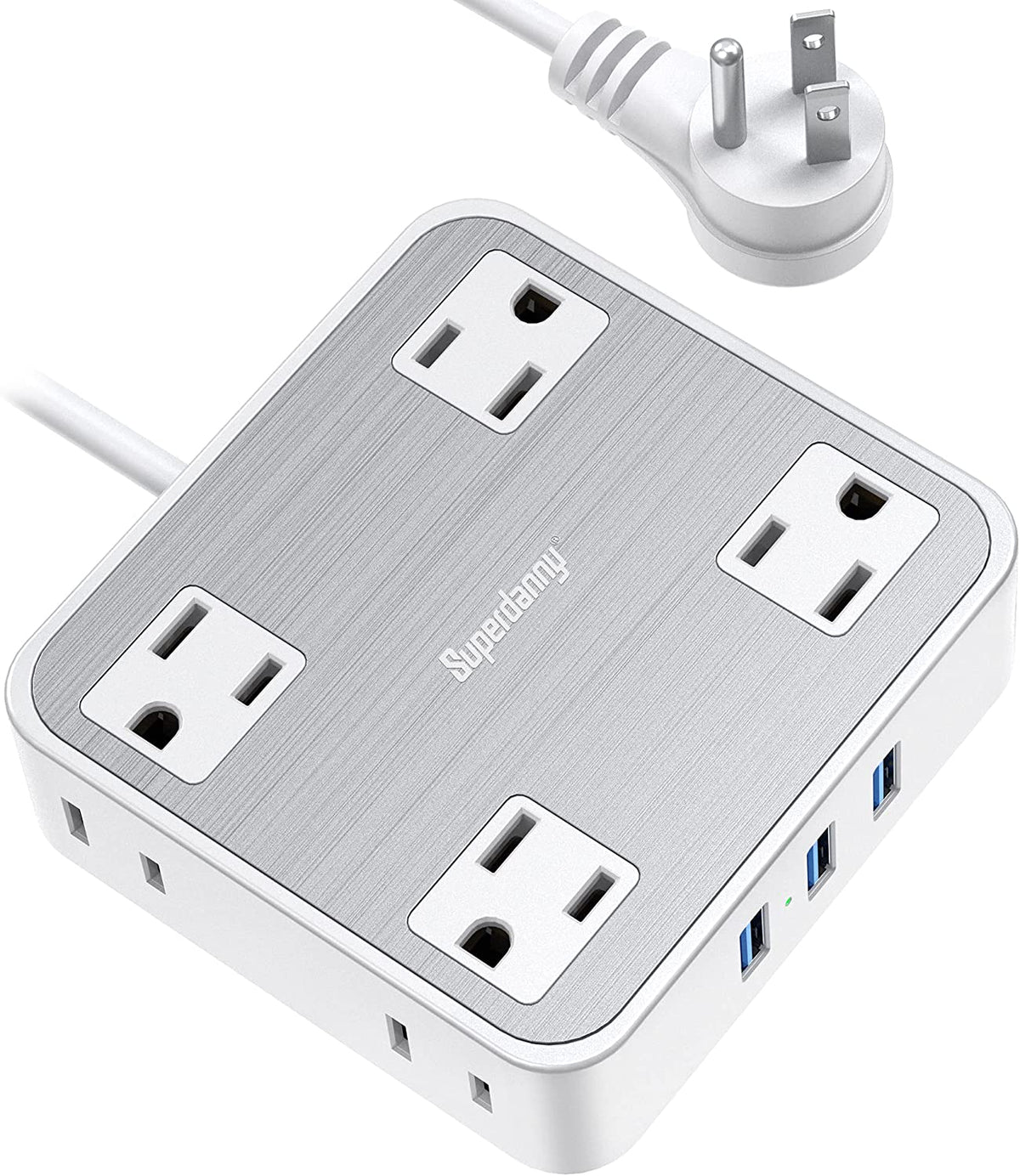 Extension Cord 9.8Ft , SUPERDANNY Mini Surge Protector With 2 Wide ...