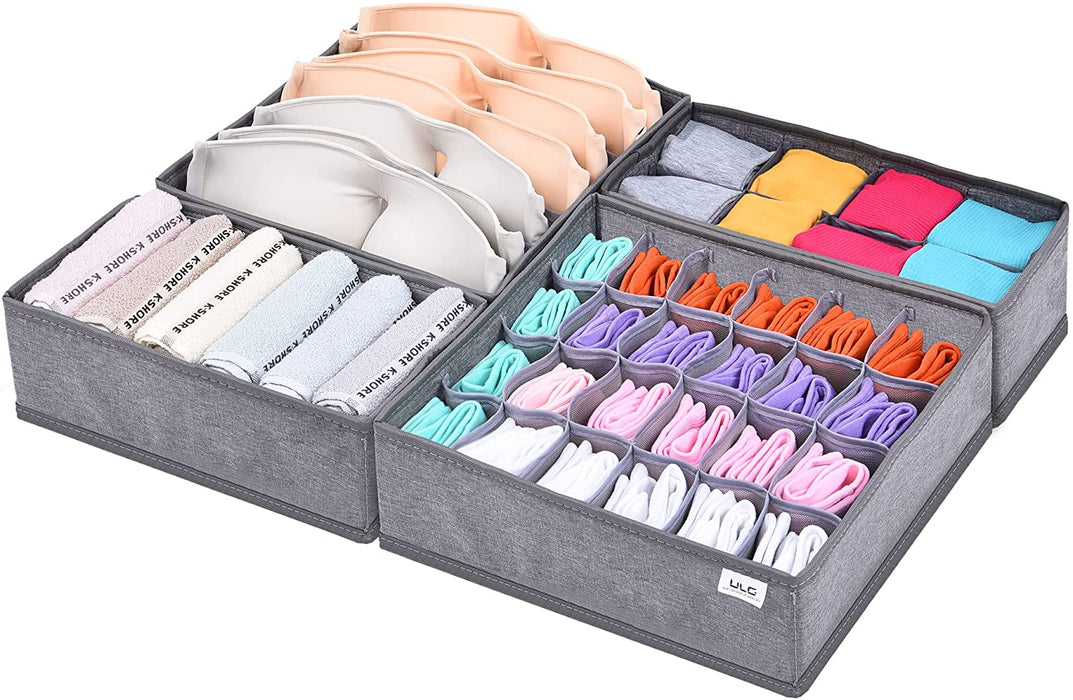 ULG 4-Pack Socks Underwear Drawer Organizer Divider