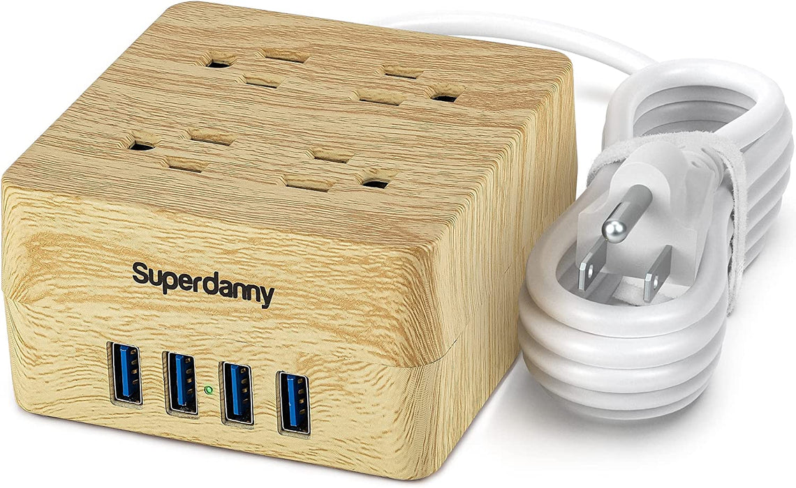 SUPERDANNY 4 Outlets & 4 USBs, Power Strip Surge Protector 5 Ft Extension Cord