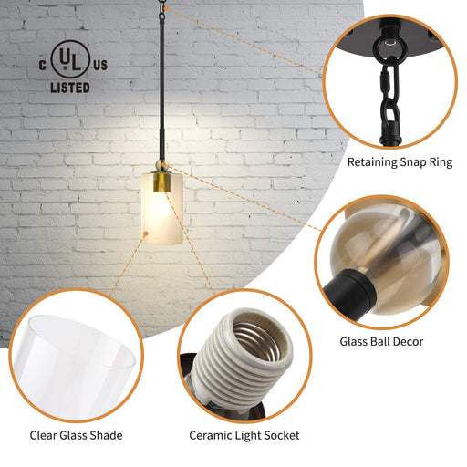 UL Glass Pendant Light with LED Bulb JACKYLED