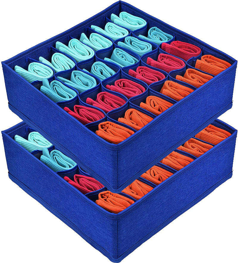 ULG 2 Pack Sock Drawer Organizer, 48 Cell Fabric Cabinet Closet Organizer and Storag