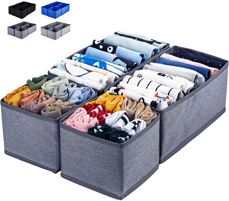 ULG 4-Pack Socks Underwear Drawer Organizer Divider, Washable Dresser  Drawer Organizer
