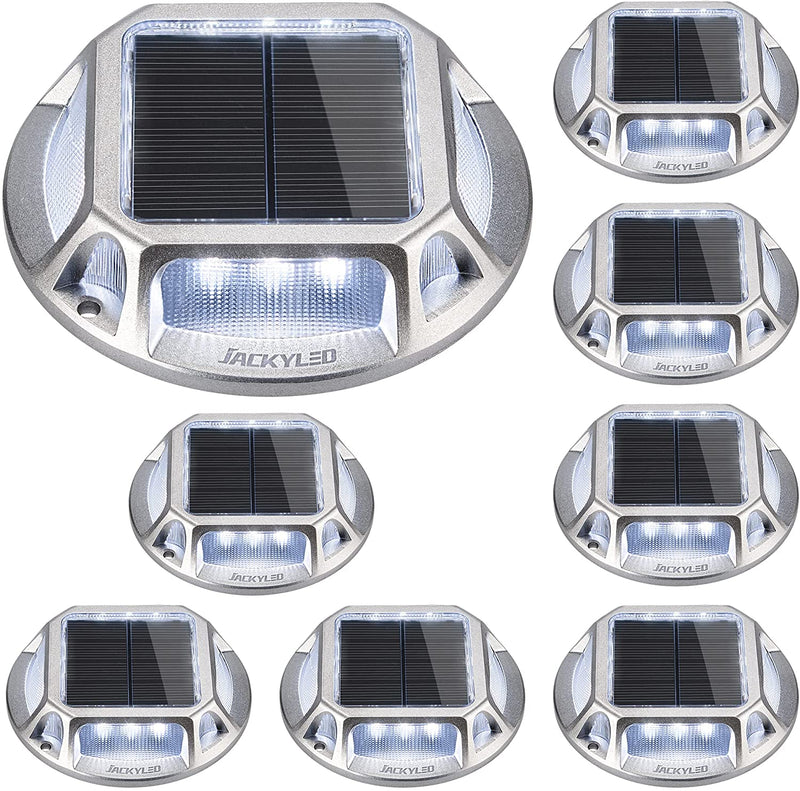 12 LED Solar Deck Lights Driveway Dock Lights 8-Pack, JACKYLED