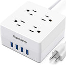 SUPERDANNY 4 Outlets & 4 USBs, Power Strip Surge Protector 5 Ft Extension Cord